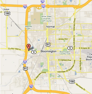 Map of highways surrounding the Interstate Center.